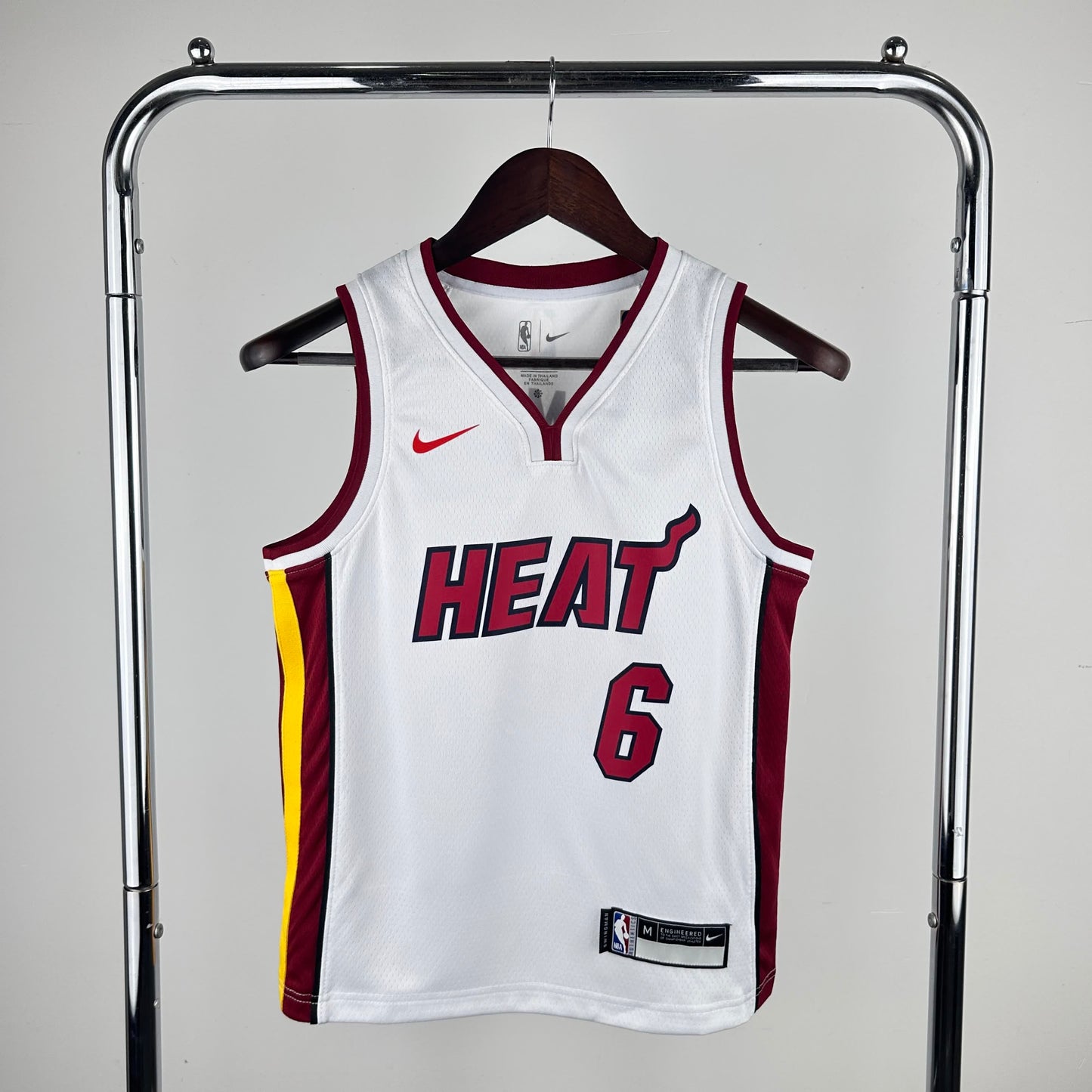 NBA Kids Heat V-neck White 6 #James Size S-XXL