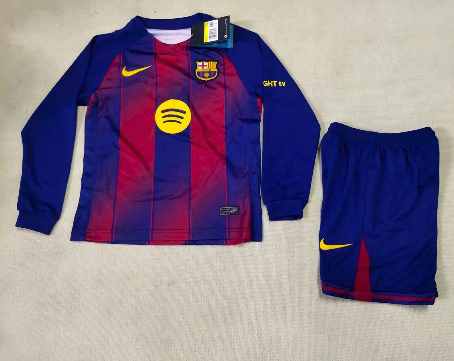 25/26 Kids Barcelona Home Long Sleeve Size 16-28