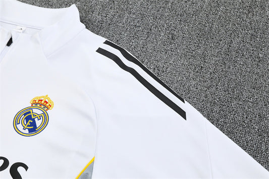 /26 Real Madrid White Half Pull Training Suit (Adults&Kids)7