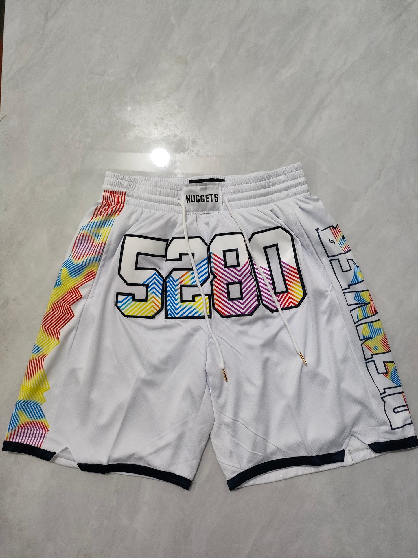 25th Denver Nuggets White City Edition Pocket JUST DON Shorts S-XXL