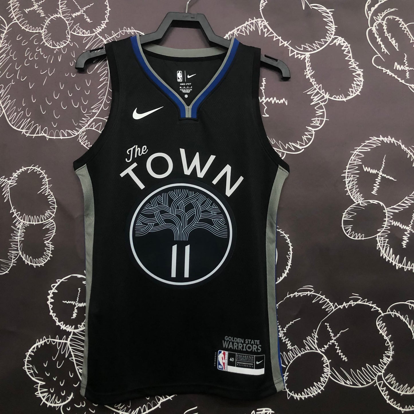 20th season Warriors black and gray No. 11 Thompson