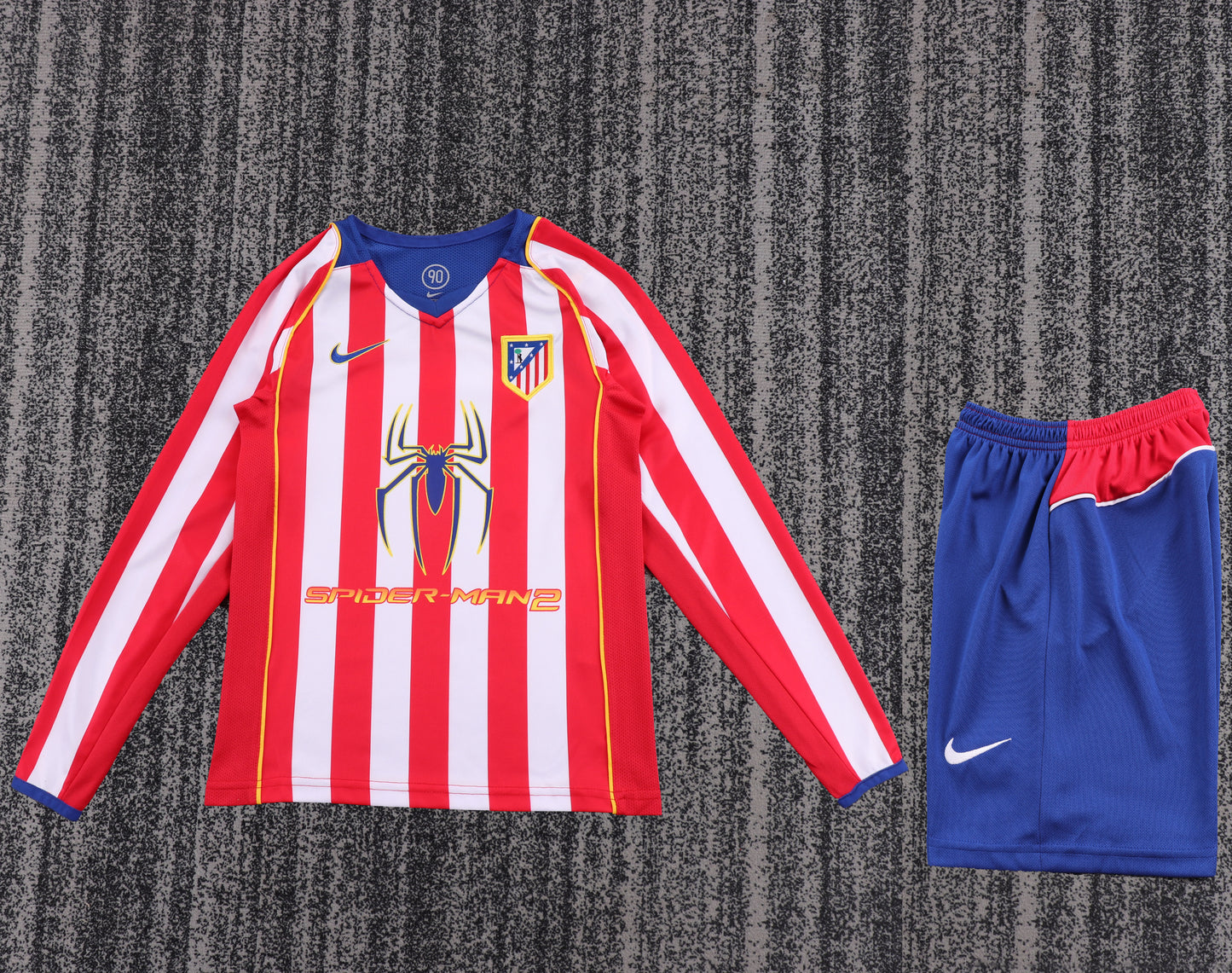 Retro Kids 2004/05 Atletico Madrid home long sleeved&Size16-28