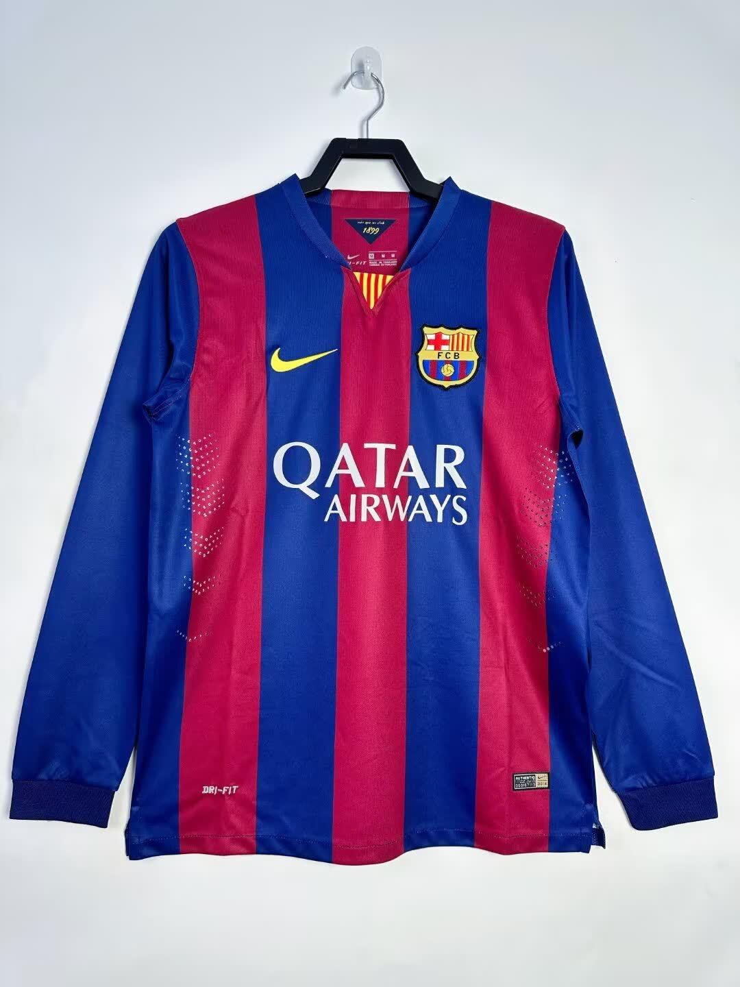 Retro 2014/15 Barcelona home long sleeved S-XXL