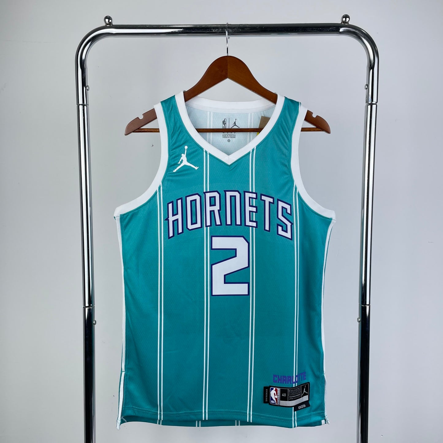 23rd season Charlotte Hornets away blue 2 # Ball