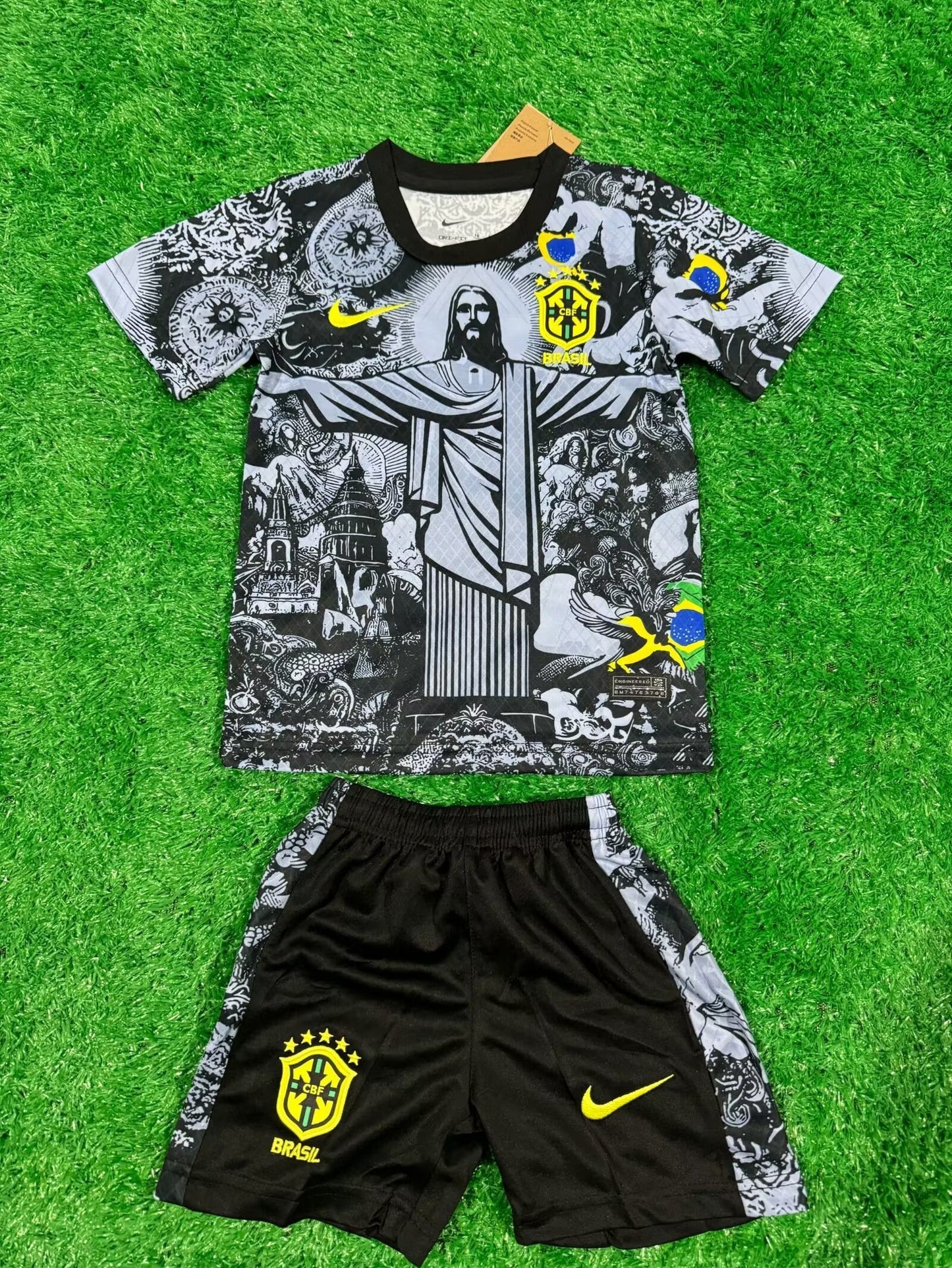 24/25 Kids Brazil Jesus Treasure Black Grey Size 16~28