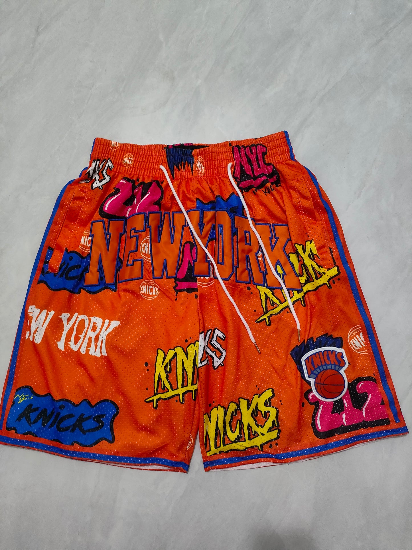 NBA Knicks Orange Graffiti Pocket Shorts S-XXL