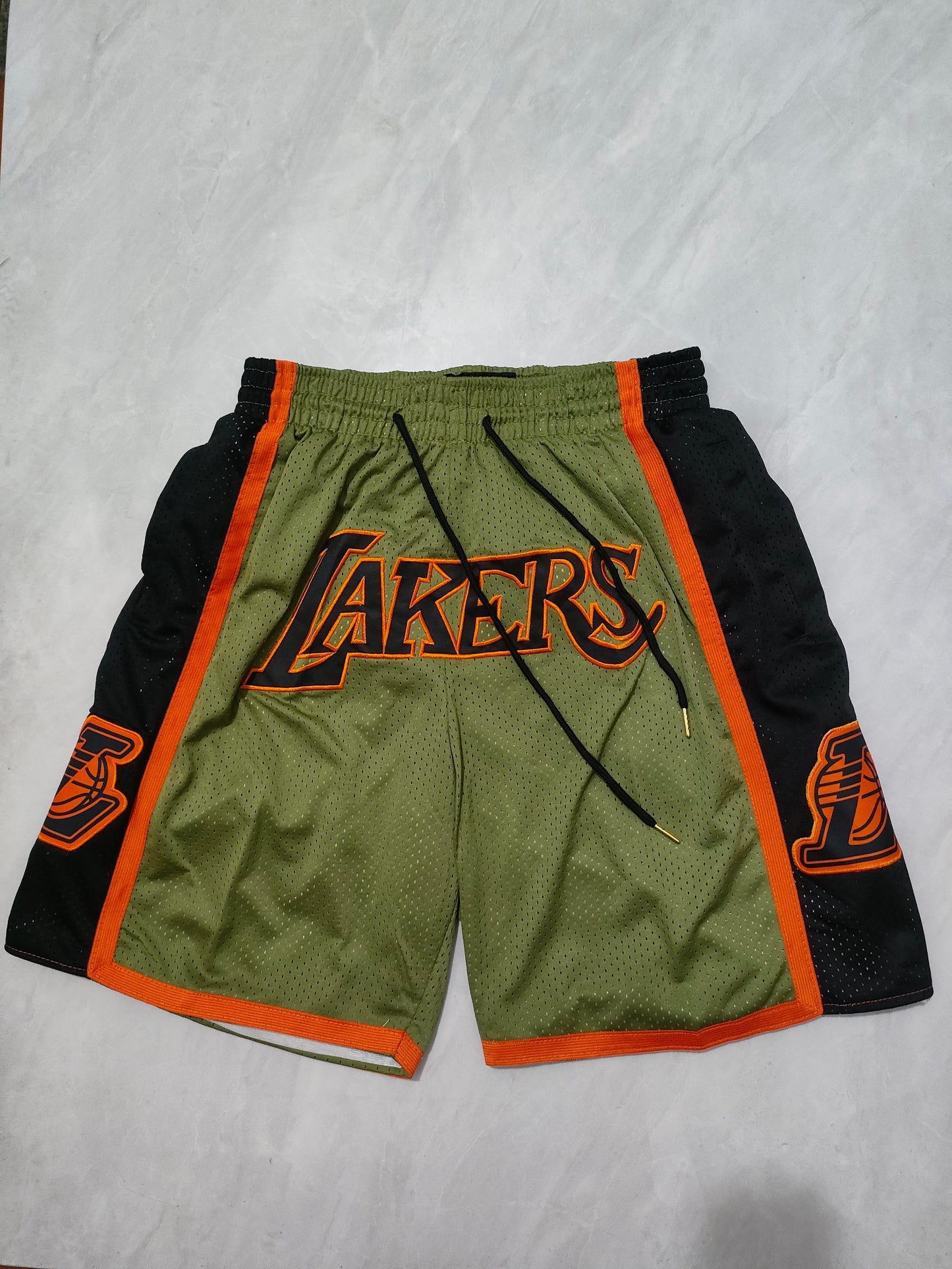 Los Angeles Lakers Army Green Pocket NBA Shorts S-XXL
