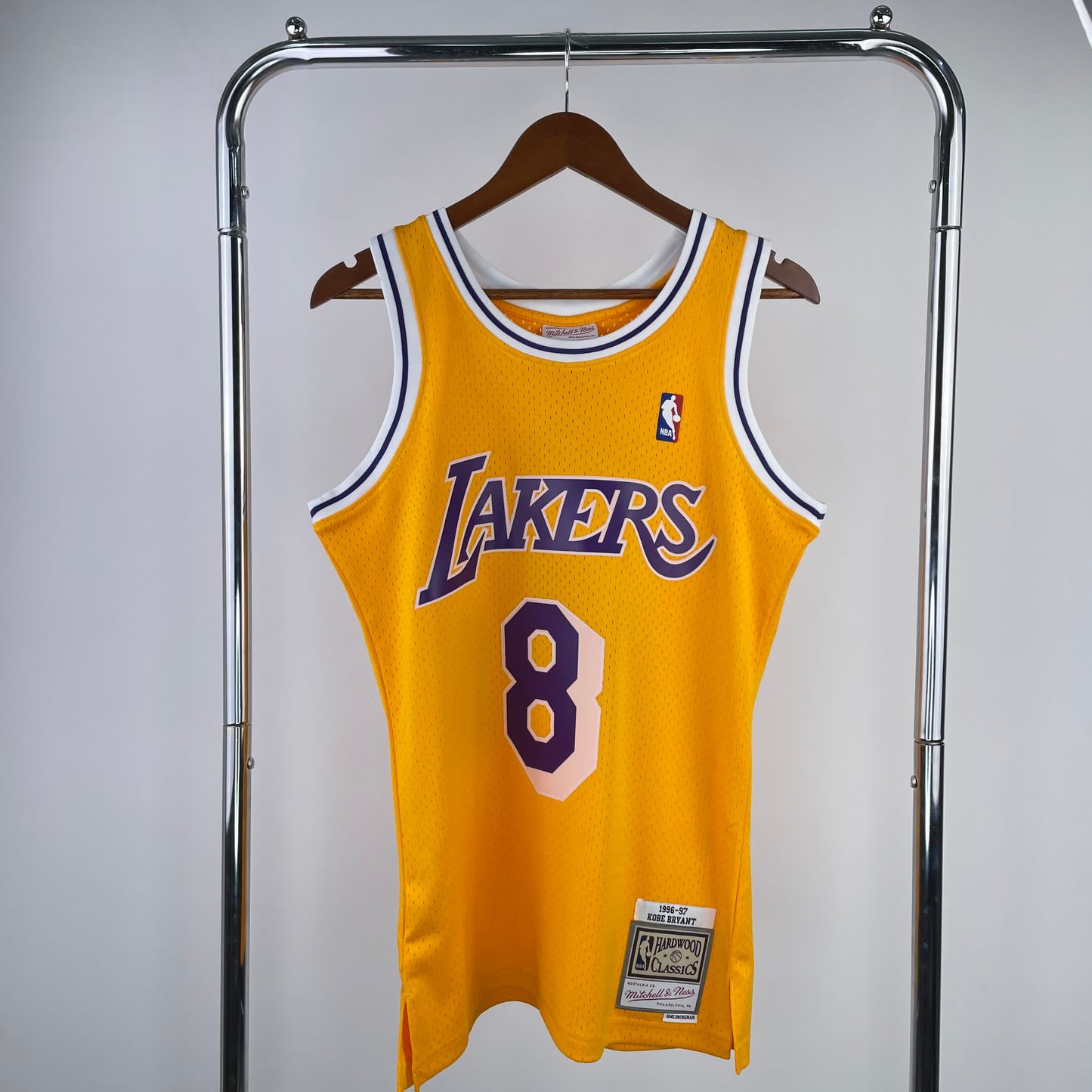 MN Heat Pressed Vintage Jersey: SW Lakers' 97 Season Round Neck Yellow No. 8 Kobe
