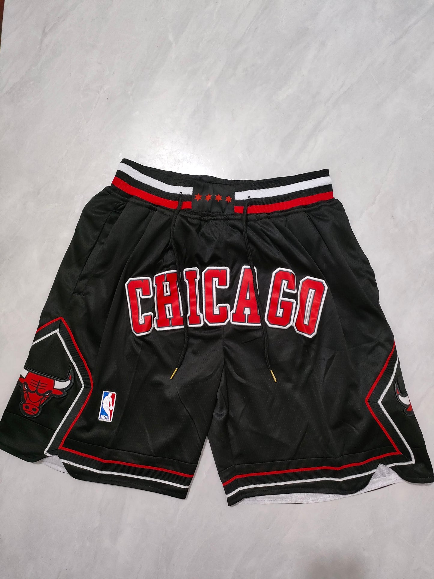 NBA Bulls Black Regular Shorts
