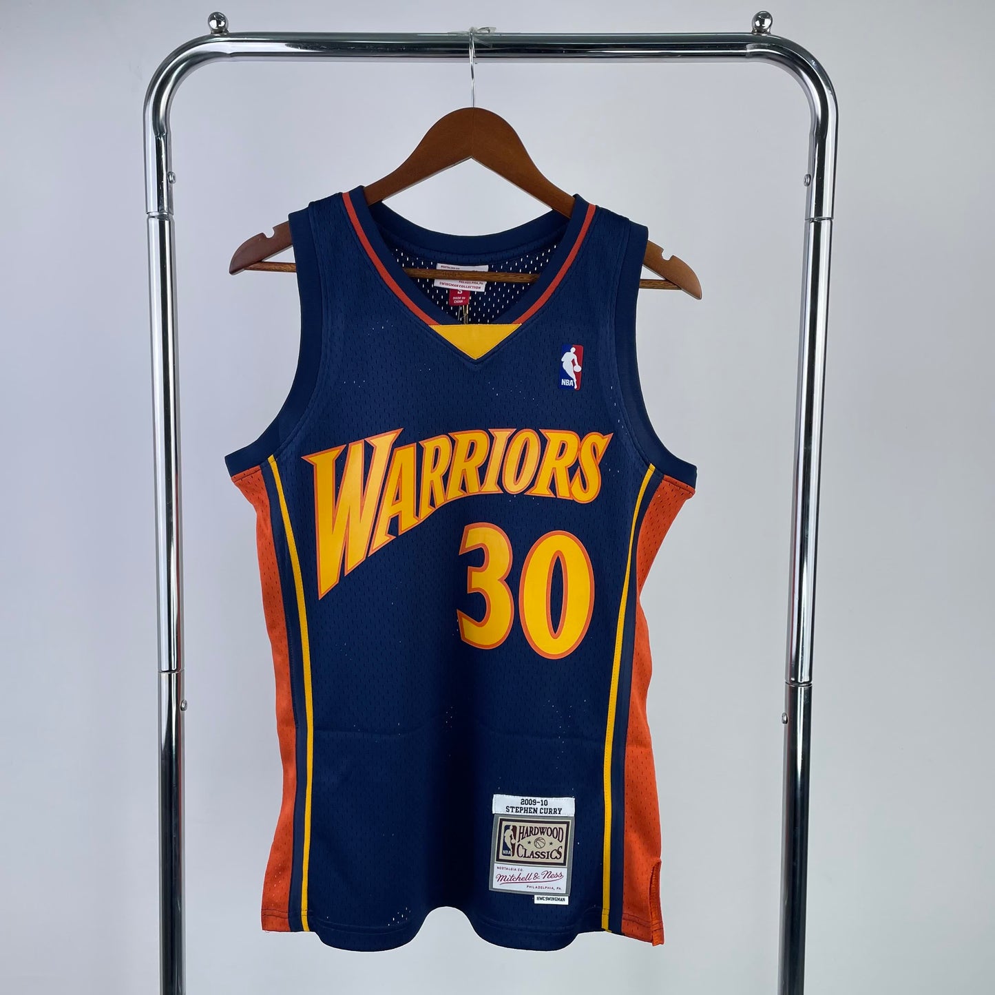 MN Heat Pressed Retro Jersey: SW Warriors 09/10 Rookie Blue 30 Curry