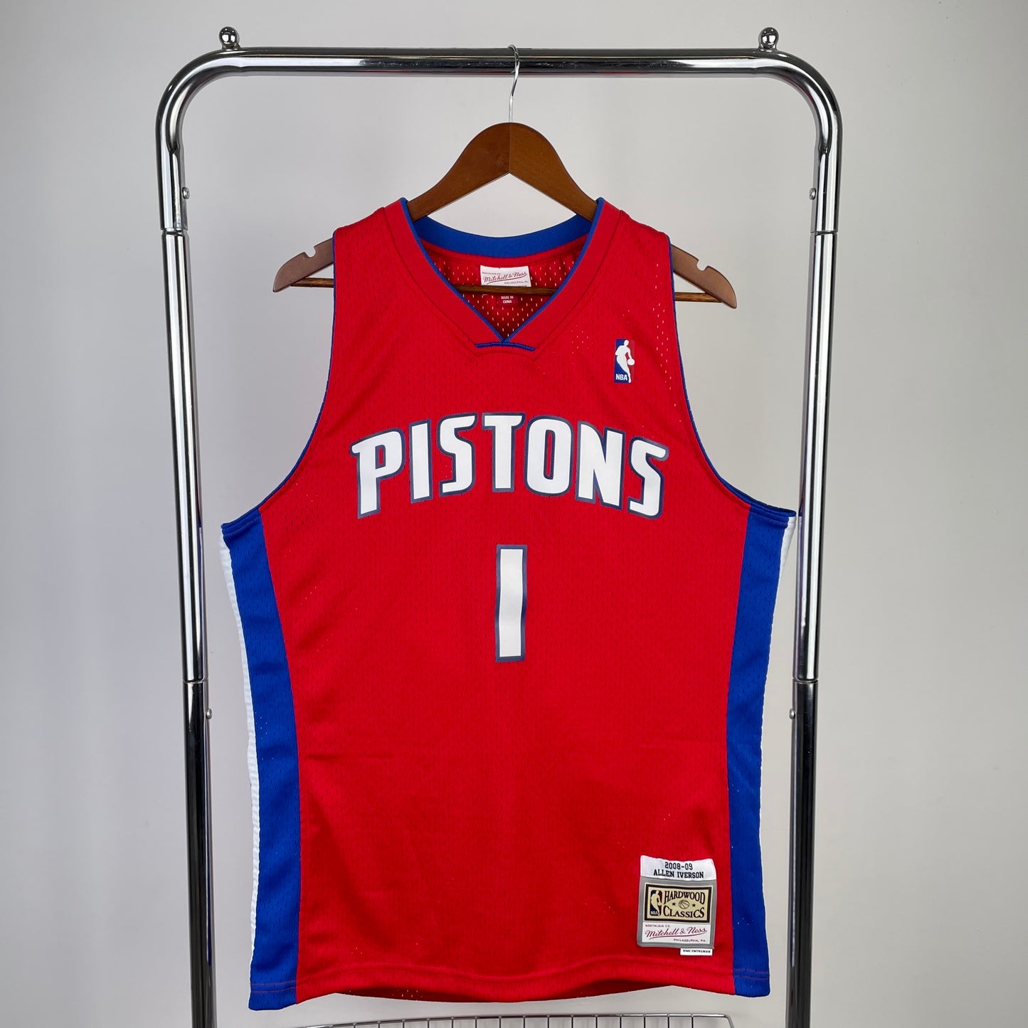 MN Fan Edition Hot Pressed Vintage Jersey: The Pistons' 2008/09 Season Red No.1 Everson