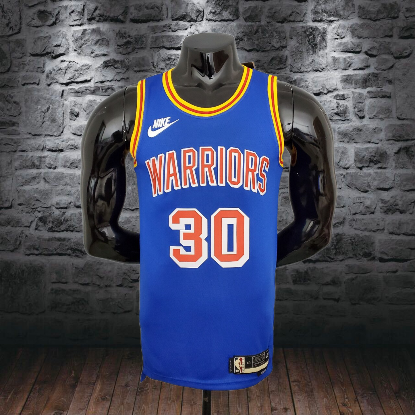 75th Anniversary Curry #30 Warriors Retro Blue NBA Jersey