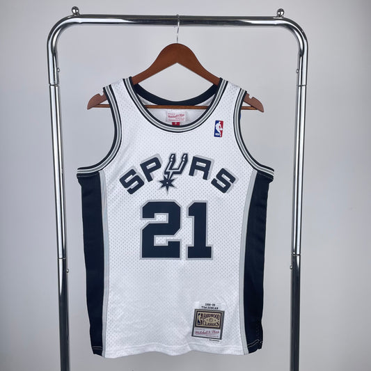 MN Heat Pressed Vintage Jersey: SW Spurs' 1998/99 Season White 21 Duncan