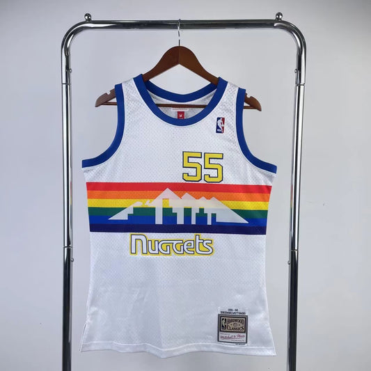 MN Fan Edition Hot Pressed Retro Jersey: Nuggets' 1991/92 Season White 55 Mutombo