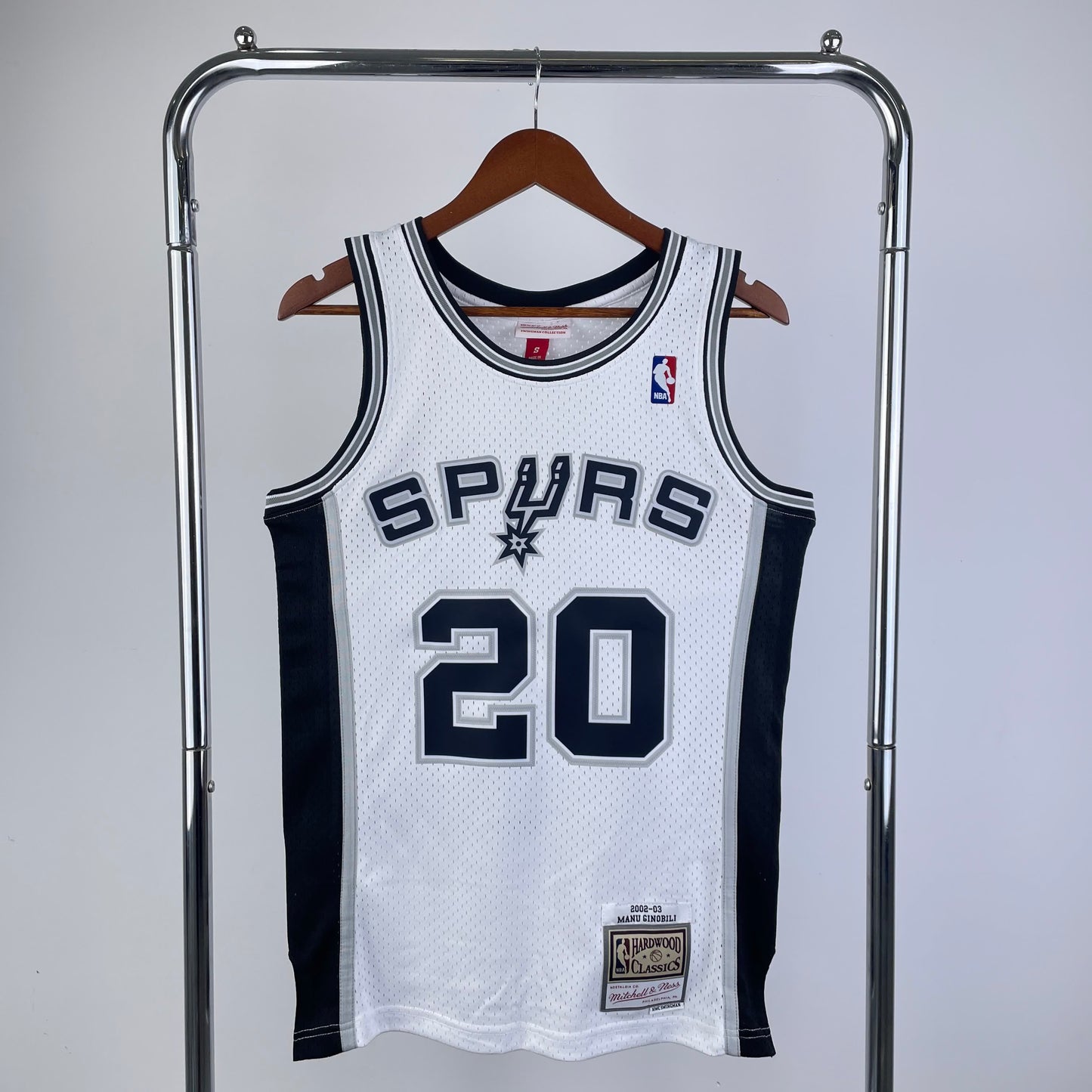 MN Heat Pressed Vintage Jersey: SW Spurs 2002/03 Season White 20 # Ginobili