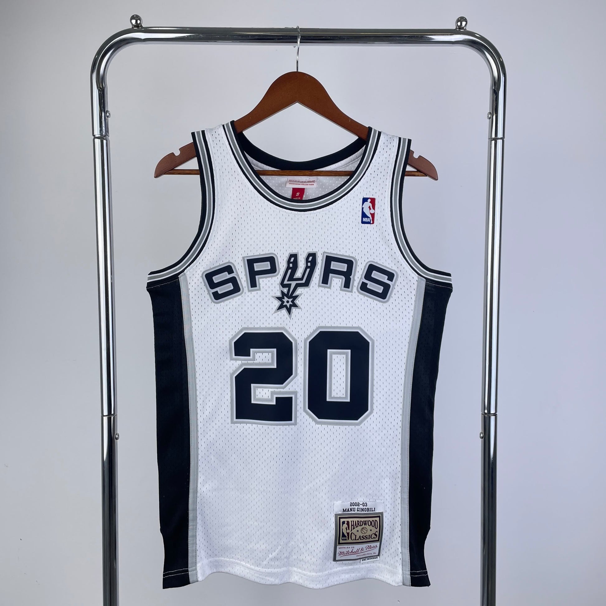 MN Heat Pressed Vintage Jersey: SW Spurs 2002/03 Season White 20 # Ginobili