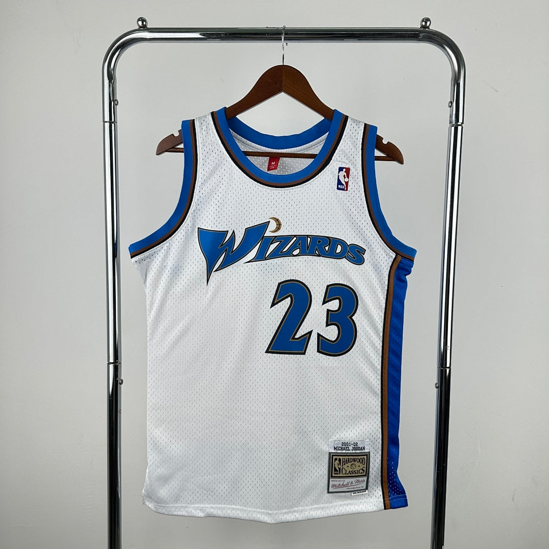 MN retro hot press jersey SW: Wizards 01/02 season white 23 # Jordan S-XXL7