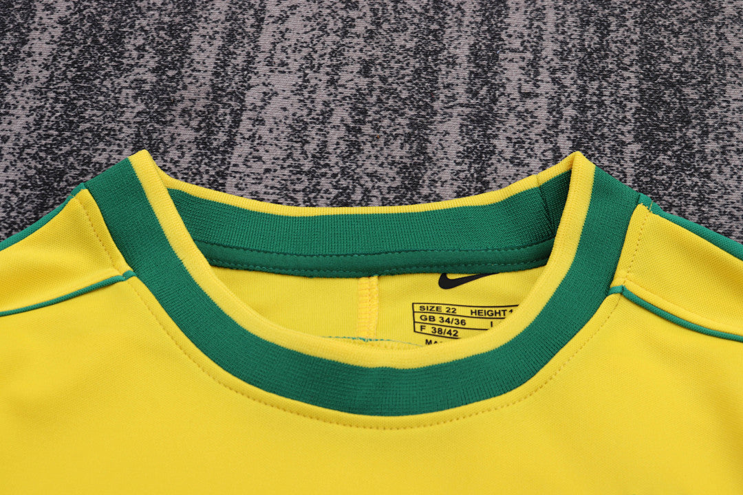 Retro Kids 1998 Brazil Home Long sleeved Football Shirt&amp;Size16-287