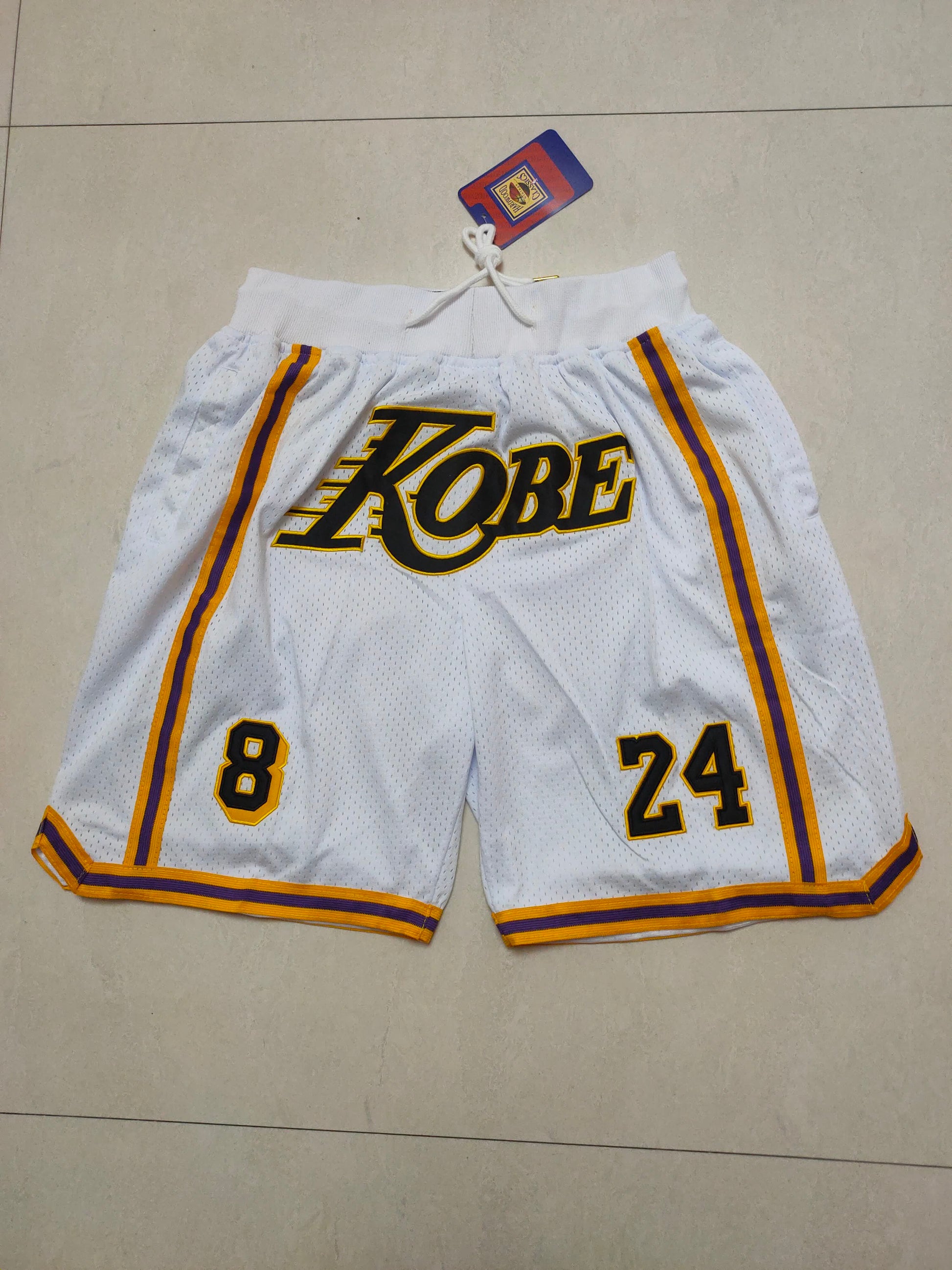 Lakers White Kobe K Opening Pocket Shorts
