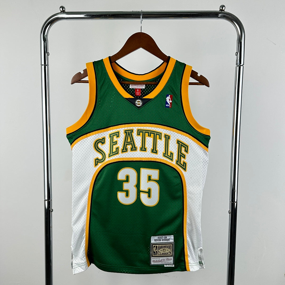 MN retro hot press jersey SW: Supersonics 07/08 season green 35 # Durant S-XXL7