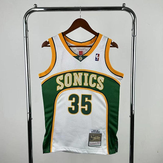 MN retro hot press jersey SW: Heat SuperSonics 07/08 season white 35 # Durant NBA Jersey S-XXL7