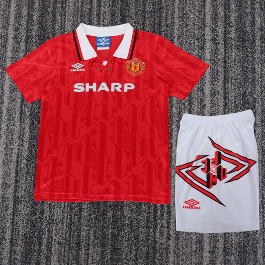 Retro Kids 1992/94 Manchester United home football Jersey&amp;Size16-28