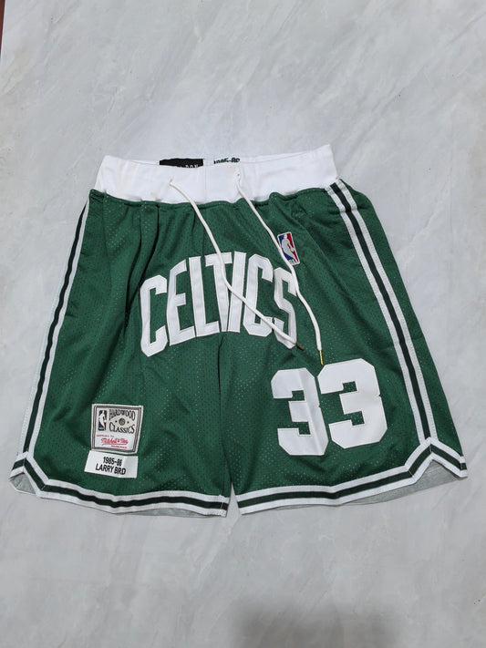Celtics Green Retro Number 33 Pocket JUST DON Shorts S-XXL