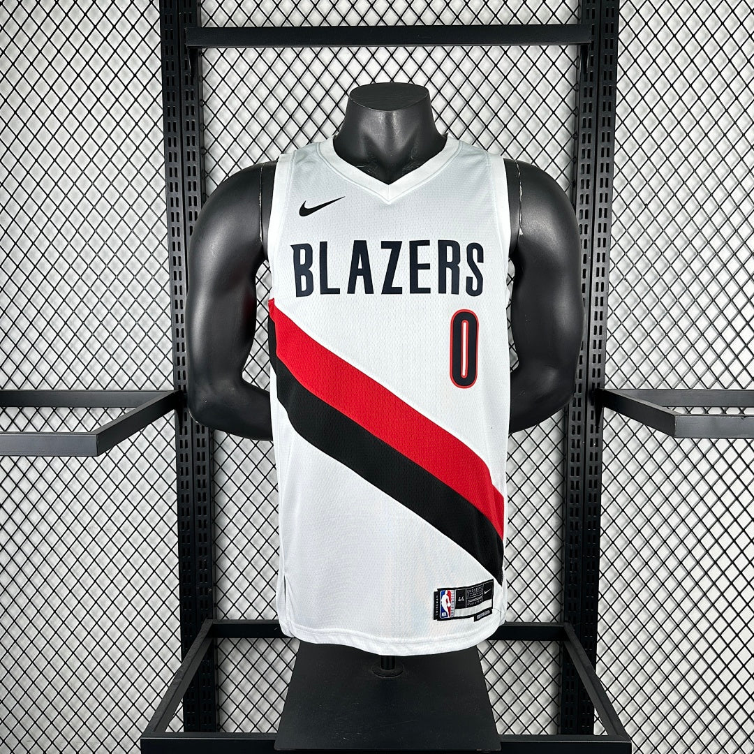 season Portland Trail Blazers home white 0 # Lillard NBA jersey S-XXL6