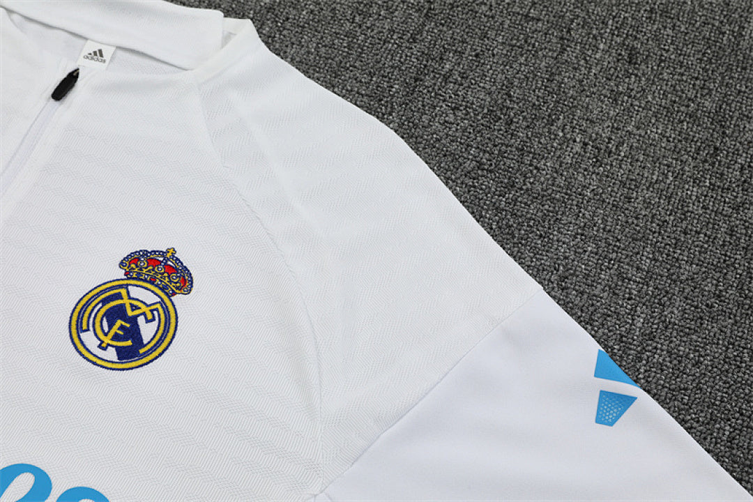 /26 Real Madrid White Match Light Blue Half Pull Training Suit (Adults&amp;Kids)9