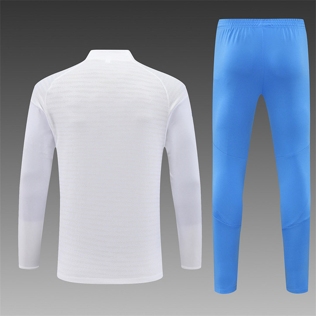 /26 Real Madrid White Match Light Blue Half Pull Training Suit (Adults&amp;Kids)9