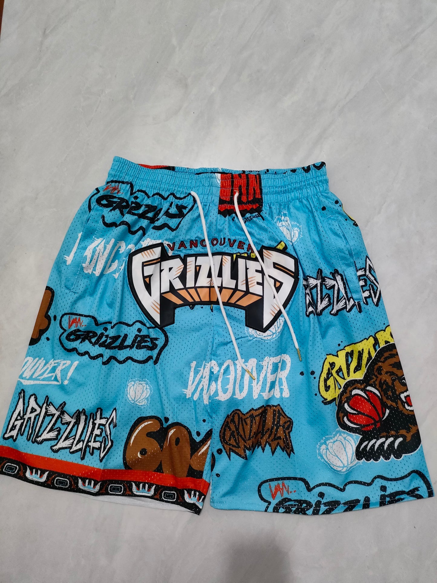 NBA Grizzlies Blue Graffiti Pocket Shorts S-XXL