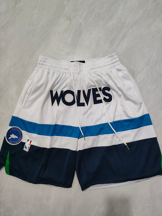 NBA Timberwolves White Regular Pocket Shorts S-XXL