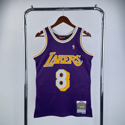MN Heat Pressed Vintage Jersey: SW Lakers 96/97 Round Neck Purple 8 # Kobe