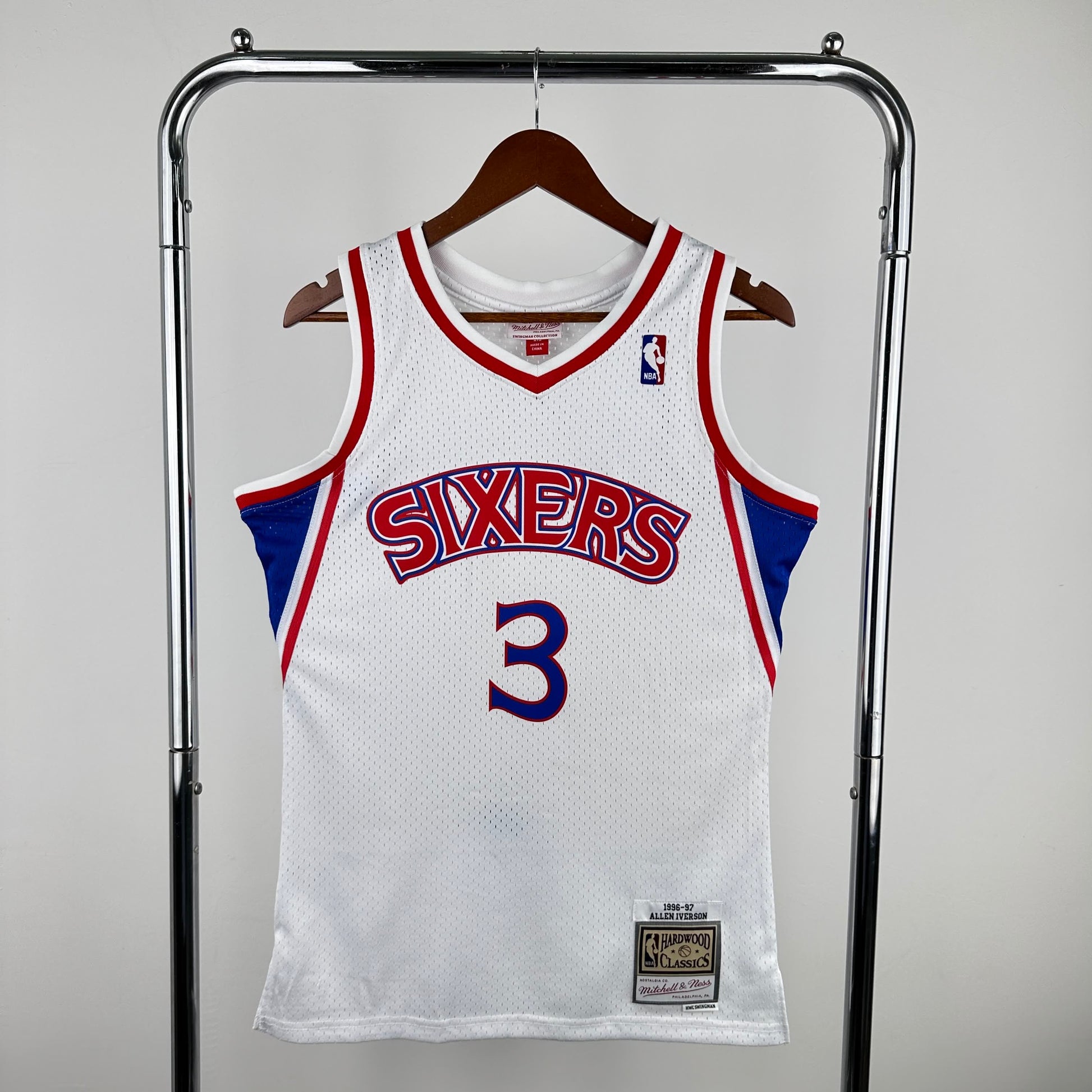 MN Retro Hot Press Shirt SW: 76ers 96-97 Season Rookie Retro White 3 # Iverson