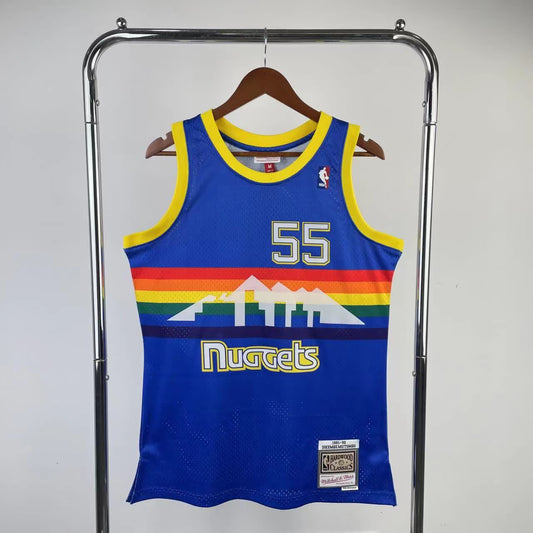 MN Fan Edition Hot Pressed Retro Jersey: Nuggets' 1991/92 Season Blue 55 Mutombo