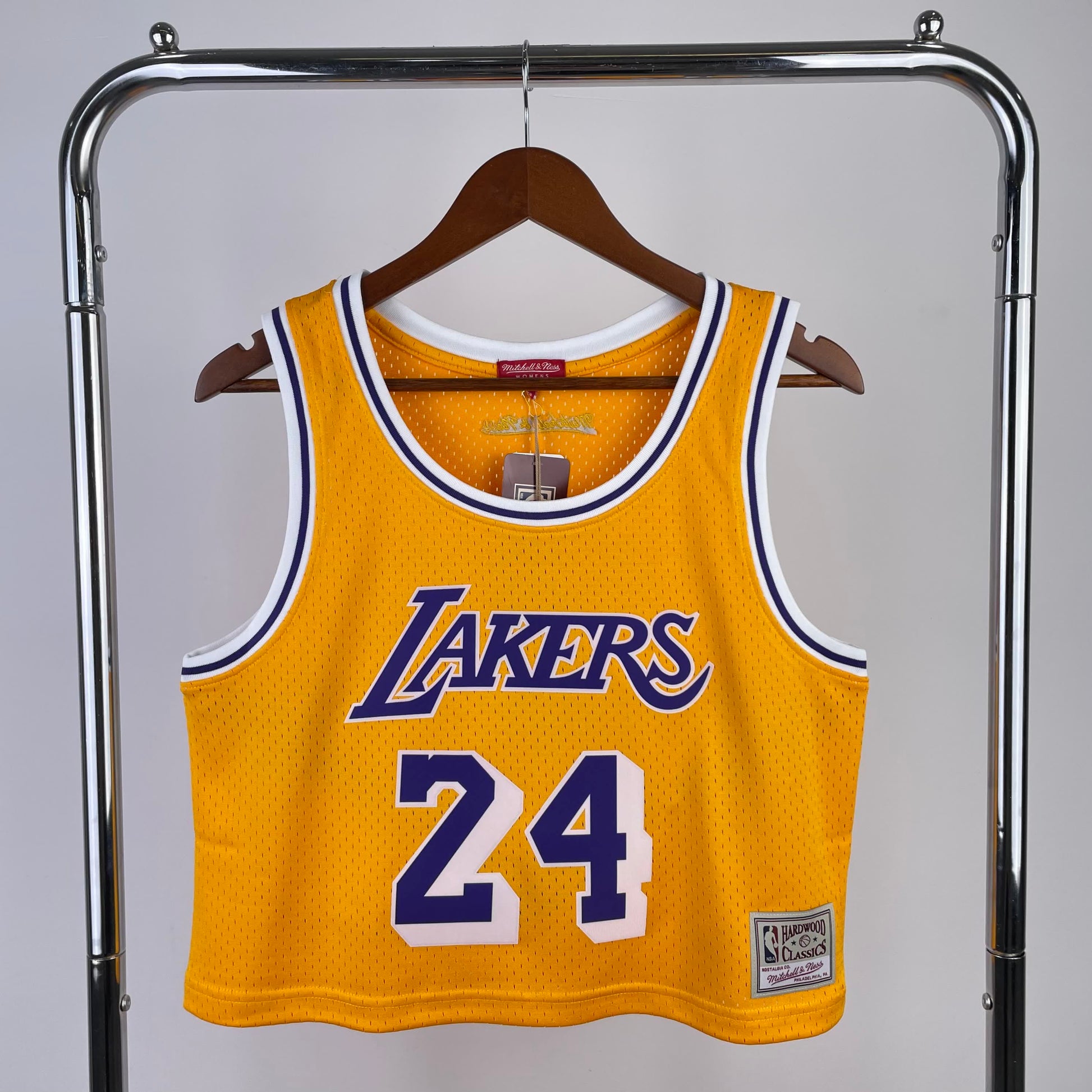 MN Women's Open Navel Vintage Jersey: Lakers Yellow 24 # Kobe