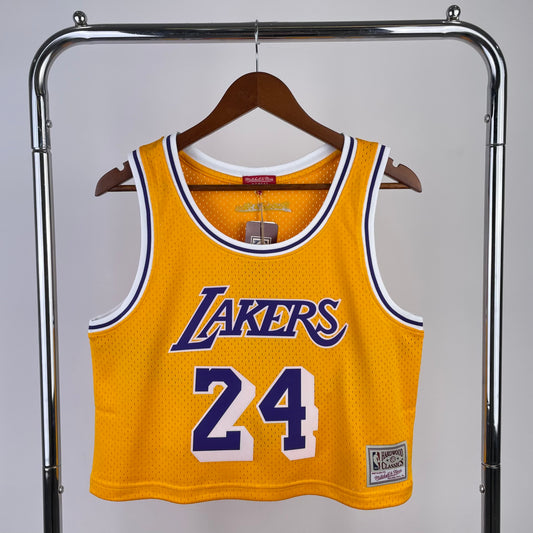 MN Women's Open Navel Vintage Jersey: Lakers Yellow 24 # Kobe