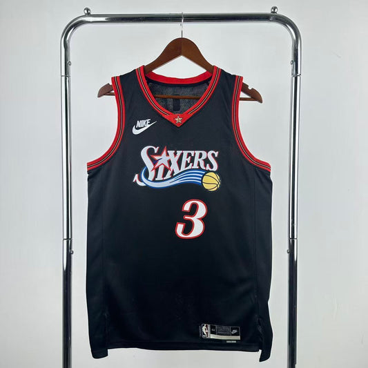 26th Philadelphia 76ers Retro Black 3 # Iverson NBA Jersey S-XXL