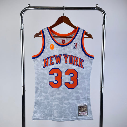 BAPE × M&N joint jersey: Knicks White No.33
