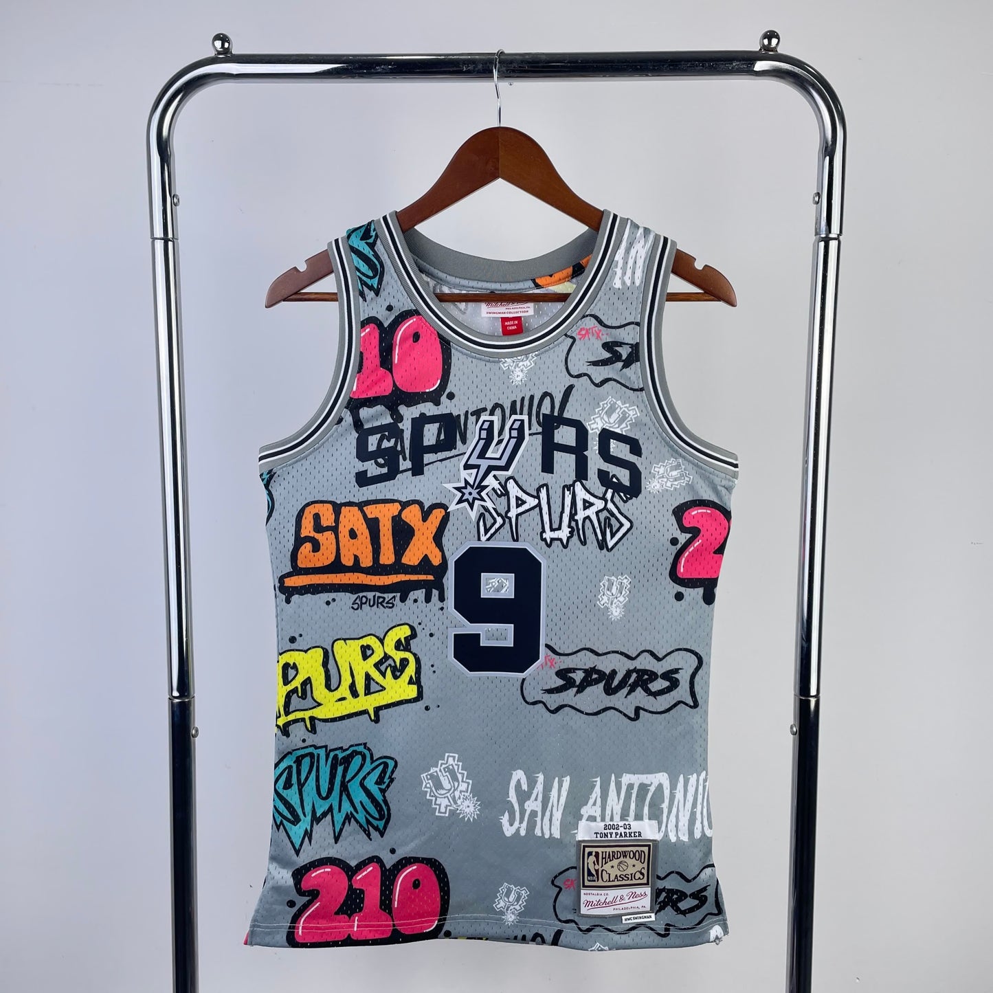 MN Heat Pressed Retro NBA Jersey: SW Spurs 02/03 Camo 9 # Parker