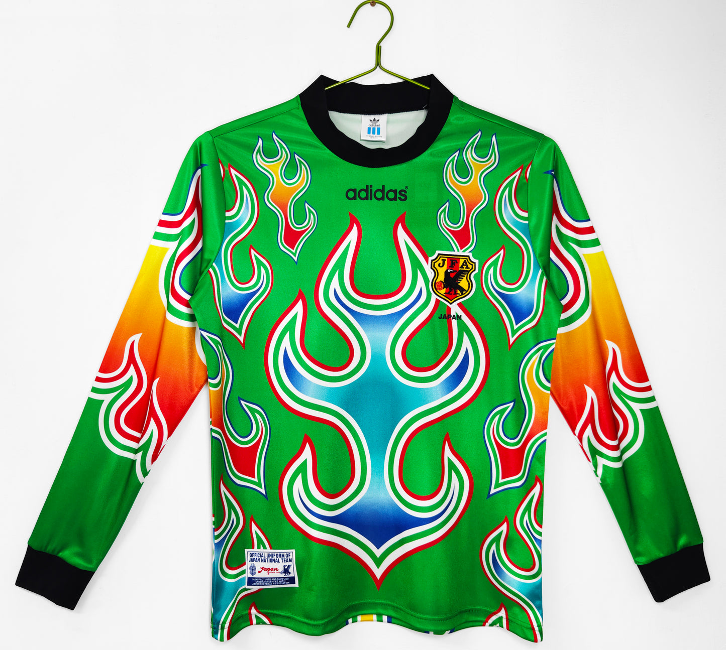 1998 Japan Goalkeeper Flame Green Long Sleeve Retro Football jersey S-XXL