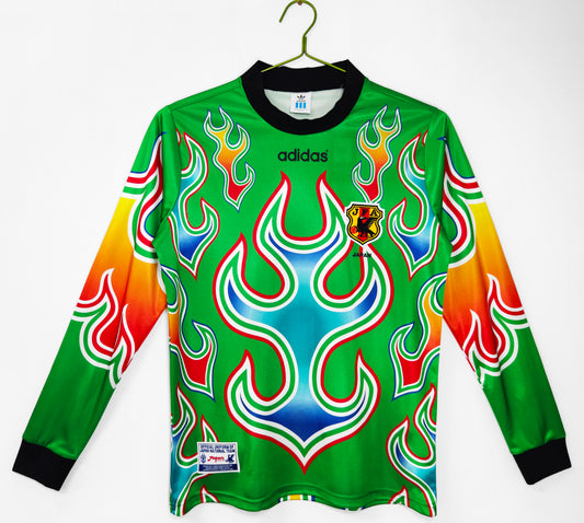 1998 Japan Goalkeeper Flame Green Long Sleeve Retro Football jersey S-XXL