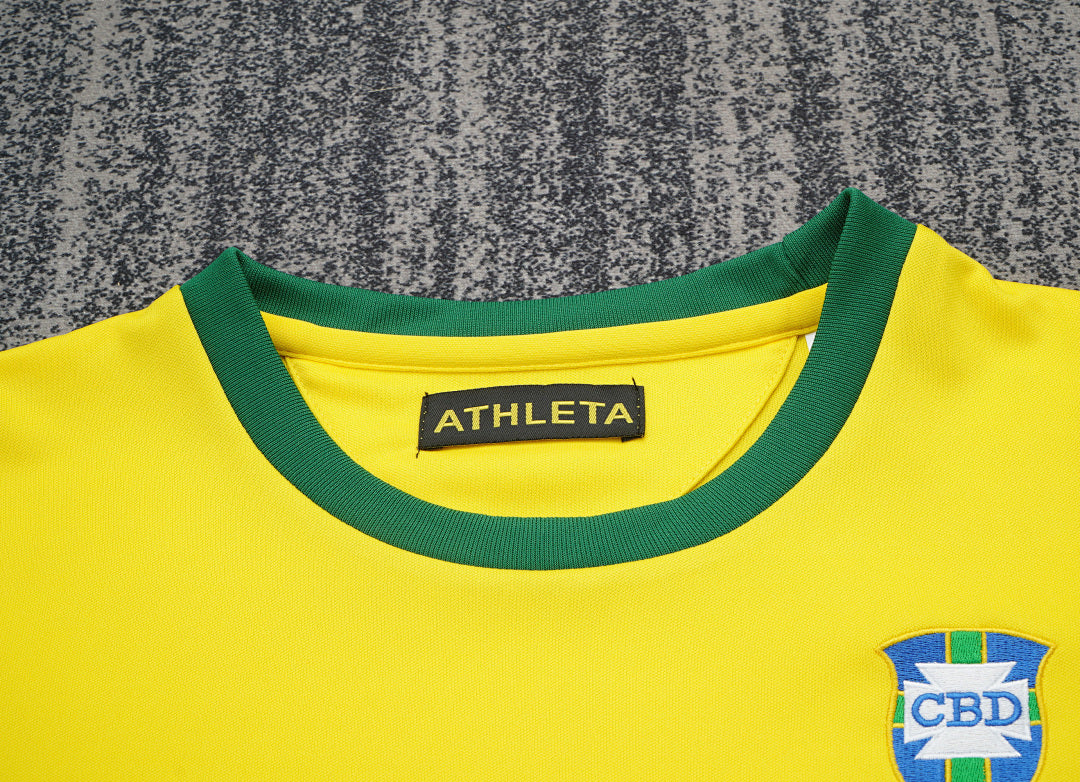 Retro Kids 1970 Brazil home yellow football shirt&amp;Size16-286