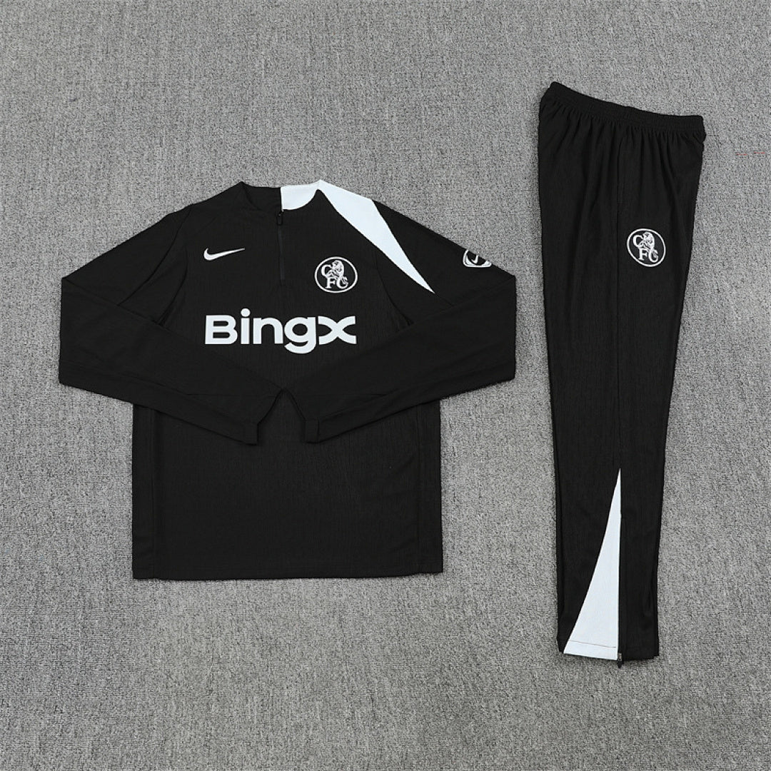 /26 Chelsea Black Half Pull Training Suit (Adults&amp;Kids)7