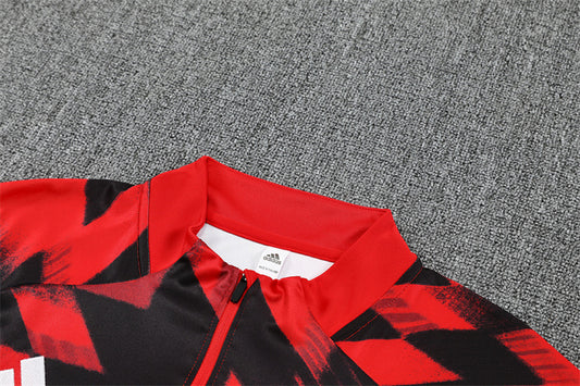 /26 Manchester United Red Black Half Pull Training Suit (Adults&amp;Kids)8