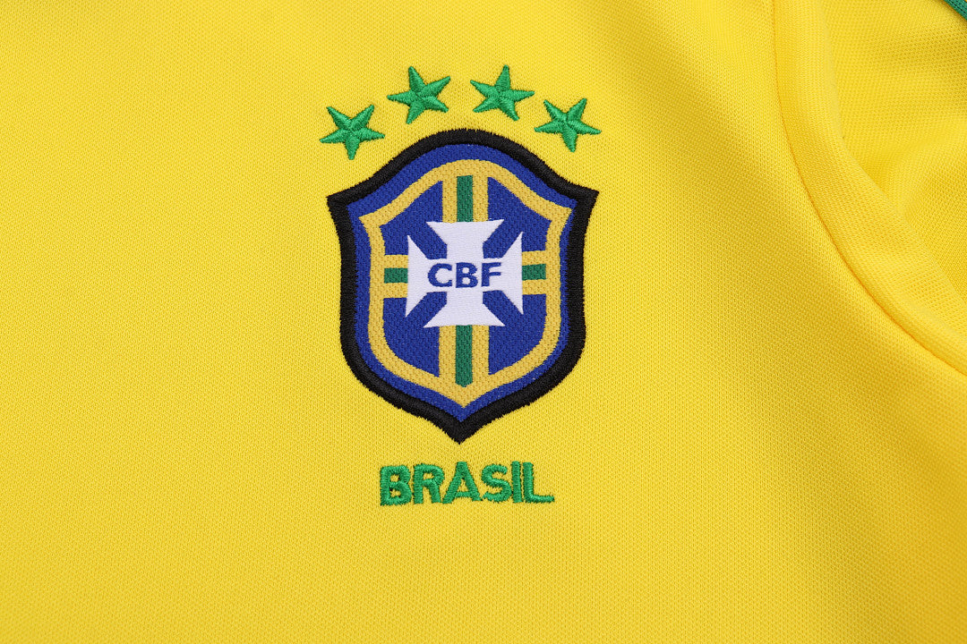 Retro Kids 1998 Brazil Home Long sleeved Football Shirt&amp;Size16-287