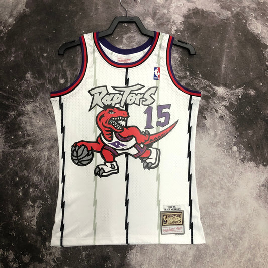 MN hot-pressed vintage jersey: SW Raptors' 99 season white No. 15 Carter