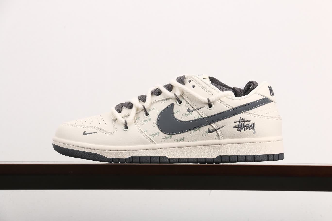 Stussy x Nike Dunk Low Rice White Grey Hook