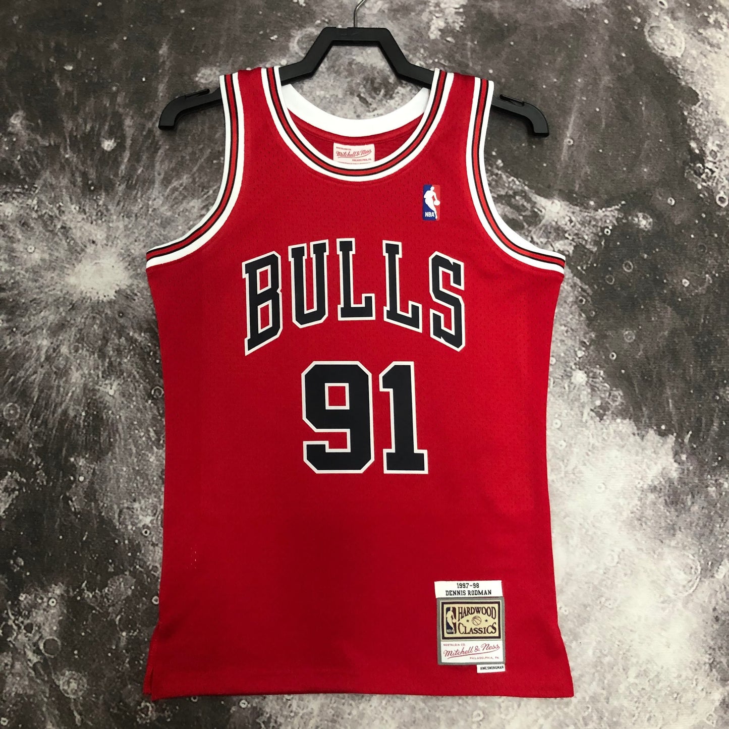 MN hot-pressed vintage jersey: SW Bulls' 98 season Red 91 Rodman