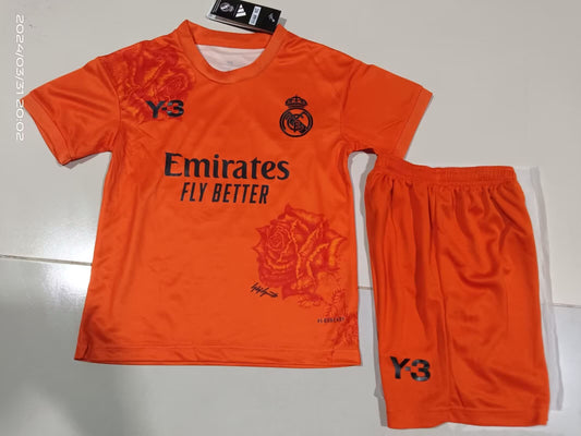 24/25 Kids Real Madrid Y3 Third Away Goalkeeper Orange Size: 16-28